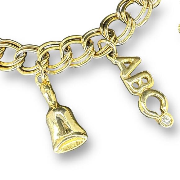 Scholastic Charm Bracelet Double Chain Toggle Clasp over Gold Tone - Picture 7 of 8